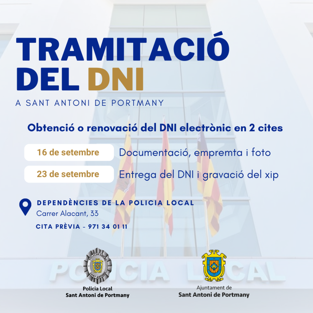  Imagen El Ayuntamiento de Sant Antoni retoma el servicio de tramitación del DNI en las dependencias de la Policía Local